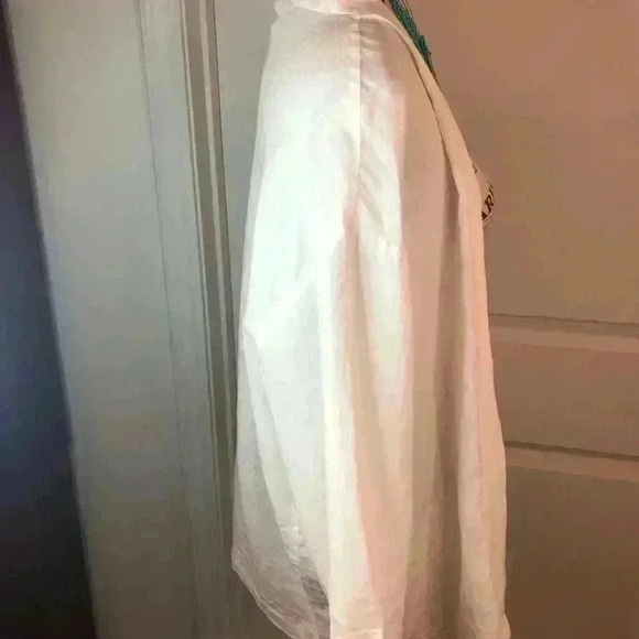 Pure Jill Linen Women’s XLP White Linen Open Front Blazer Jacket Pockets - Picture 5 of 6